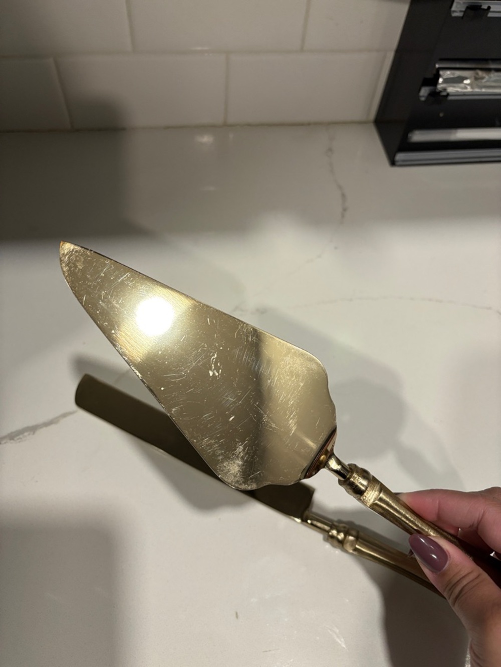 Gold Tone Cake Knife and Server Set - Picture 5 of 5
